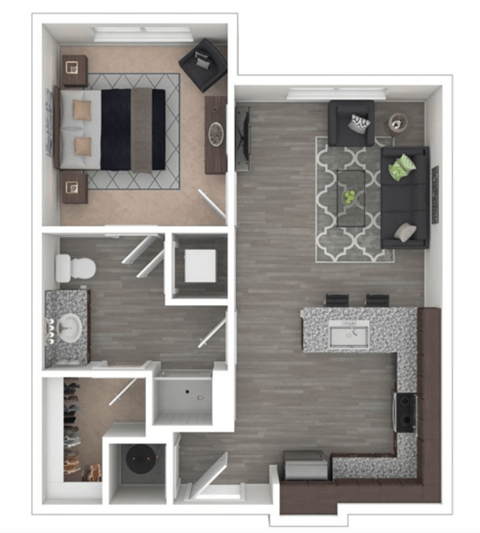 Studio With 1 Bathroom Floor Plan